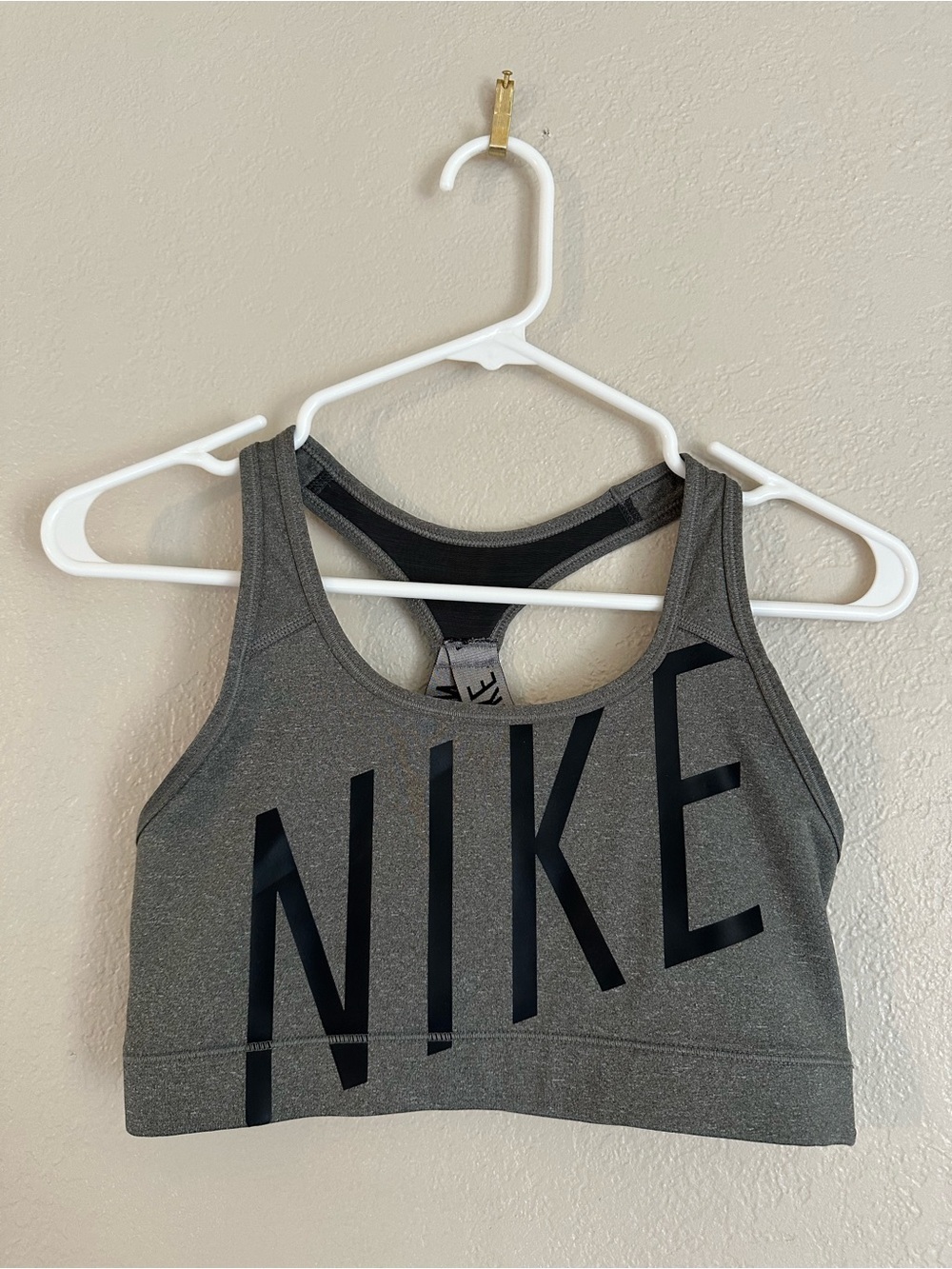 Nike Dark Gray Racerback Logo Sports Bra